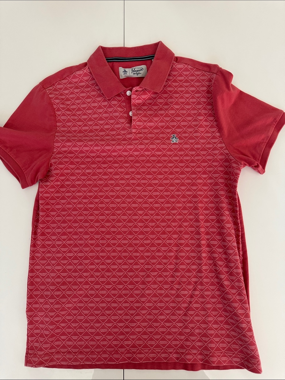 Original Penguin Red Patterned Short-Sleeve Polo